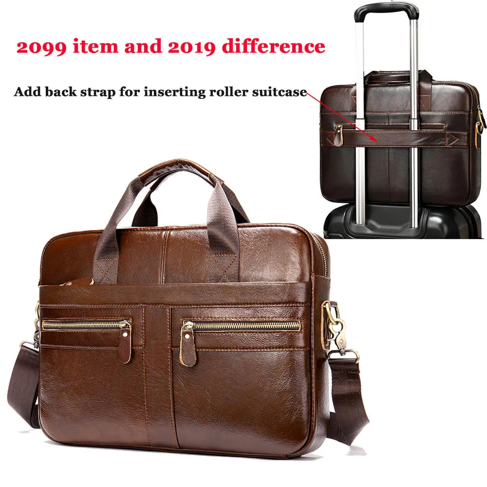 Men's Briefcases Men's Bags Genuine Leather Lawyer/Office Bag Laptop Bag Men's Leather Briefcases Bag for Documents - EUFASHIONBAGS