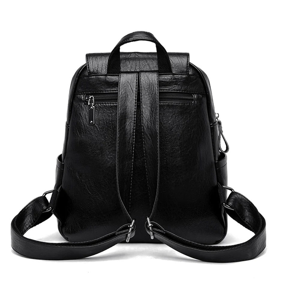 White Women Backpack Female Leather Backpacks Ladies Sac A Dos School Bags for Girls Large Travel Back Pack Rucksacks - EUFASHIONBAGS