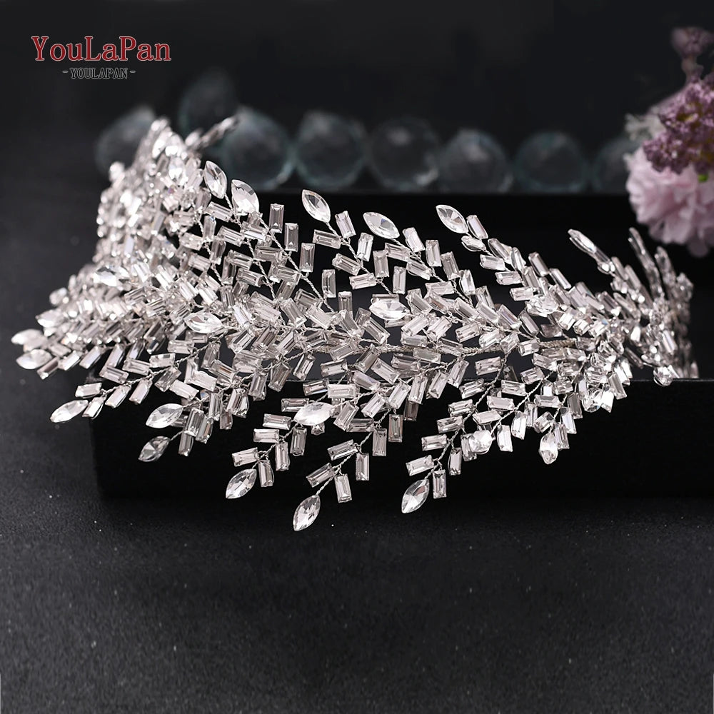 Bridal Tiaras for Wedding Rhinestone Hair Piece Crystal Headpiece Wedding Headpieces for Bride Hair Jewelry HP304 - EUFASHIONBAGS