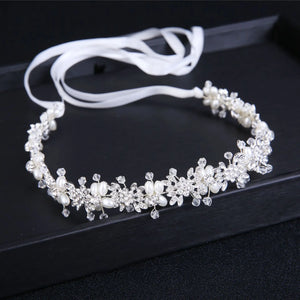 Luxury Clear Crystal Bridal Hair Vine Pearls Wedding Hair Jewelry Accessories Headpiece Women Rhinestone Pageant Crown Headbands