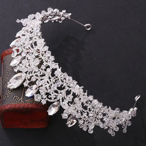 Baroque Handmade Crystal Beads Heart Bridal Tiaras Crown Luxury Rhinestone Prom Pageant Diadem Headband Wedding Hair Accessories