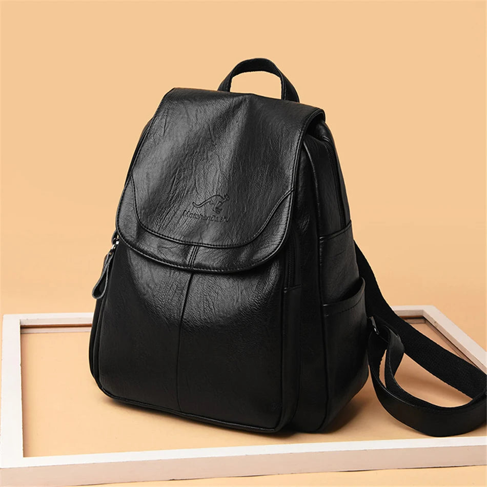 White Women Backpack Female Leather Backpacks Ladies Sac A Dos School Bags for Girls Large Travel Back Pack Rucksacks - EUFASHIONBAGS