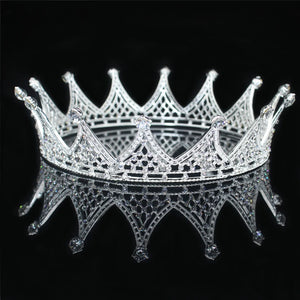 Pink Crystal Princess Tiara Crown Queen King Pageant Prom Diadem Rhinestone Men Hair Ornaments Wedding Jewelry Accessories