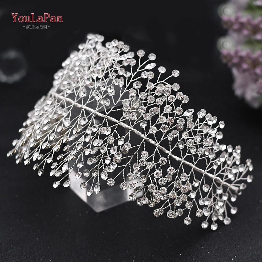 Handmade Crystal Rhinestones Silver Golden Wedding Headband Headpiece Jewelled Headband Wedding Hair Jewelry - EUFASHIONBAGS