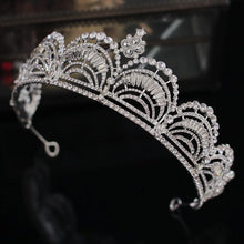 Load image into Gallery viewer, Baroque Retro Gold Color Geometric Crystal Bridal Tiaras Crown Rhinestone Pageant Diadem Bride Headband Wedding Hair Accessories