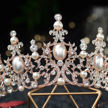 Load image into Gallery viewer, Baroque Luxury Silver Color Crystal Pearls Bridal Tiaras Crowns Rhinestone Pageant Diadem CZ Headbands Wedding Hair Accessories