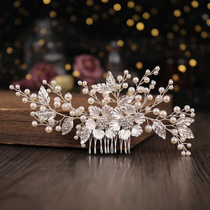 Pearl Leaf Hair Comb Wedding Hair Accessories Bride Hair Ornament For Women Bridal Hair Jewelry Crystal Hair Comb Hairband Gift