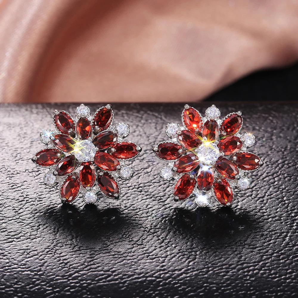 Gorgeous Double Layer Flower Women Stud Earring 7 Colors Available Wedding Dancing Party Gift Female Classic Earring - EUFASHIONBAGS