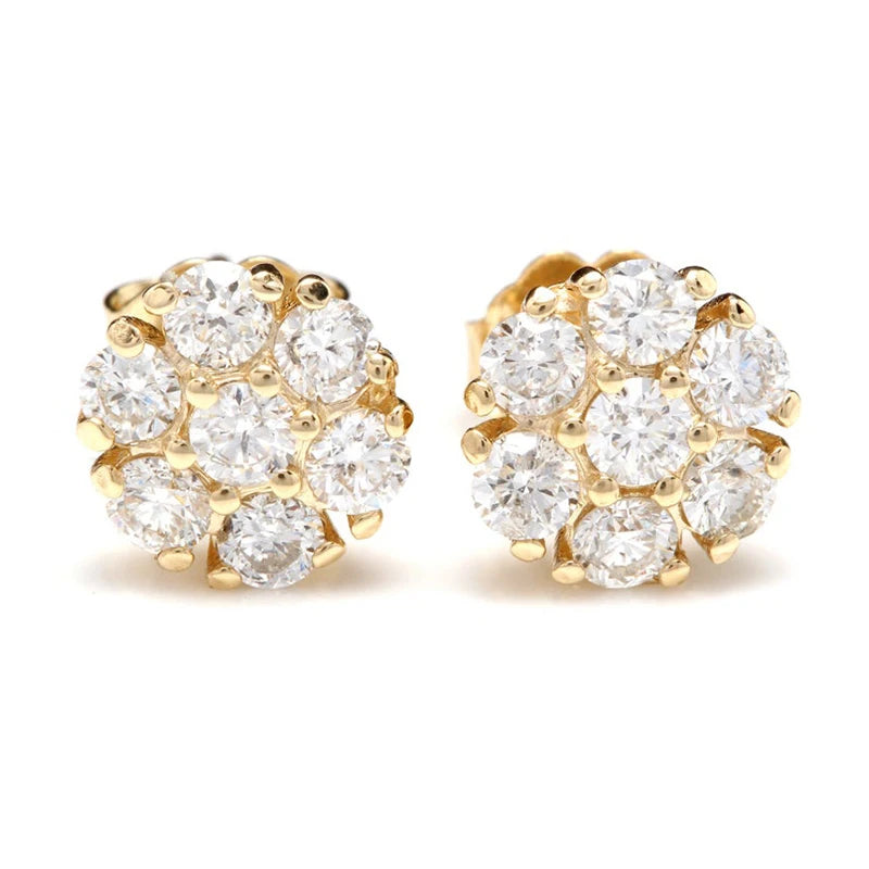 Luxury Gold Color Brilliant Cubic Zirconia Stud Earrings for Women Dainty Small Female Earring Gifts Classic Jewelry