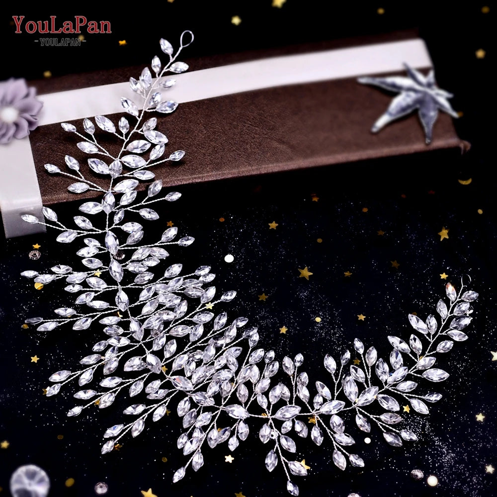 Handmade Crystal Rhinestones Silver Golden Wedding Headband Headpiece Jewelled Headband Wedding Hair Jewelry - EUFASHIONBAGS