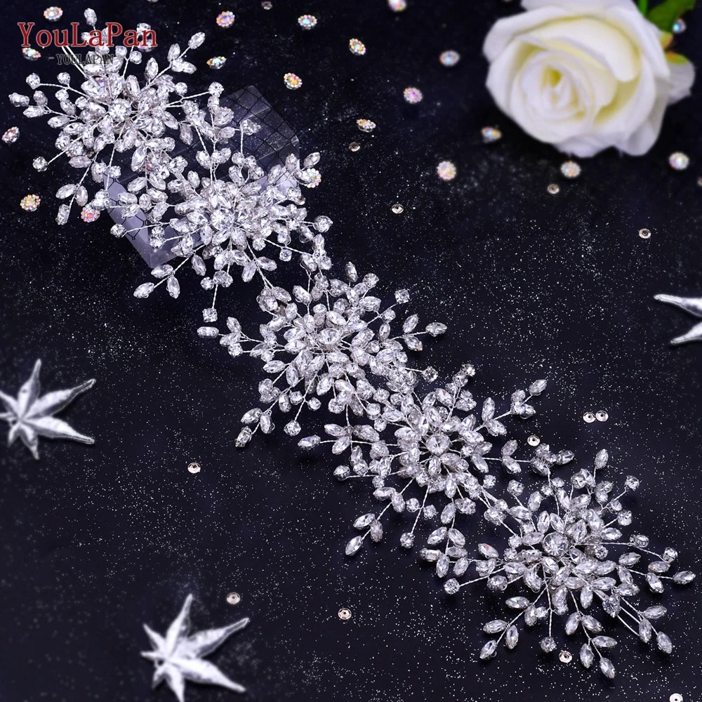 Handmade Crystal Rhinestones Silver Golden Wedding Headband Headpiece Jewelled Headband Wedding Hair Jewelry - EUFASHIONBAGS