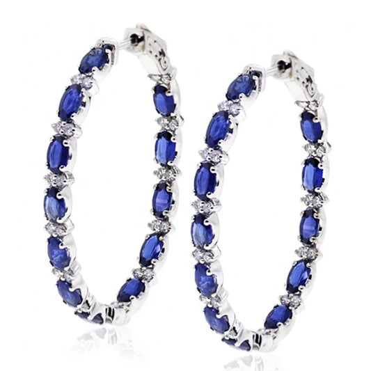 Luxury Blue Zircon Hoop Earrings for Women Delicate Daily Wearable Accessories Dance Party Female Earring Fashion Jewelry - EUFASHIONBAGS