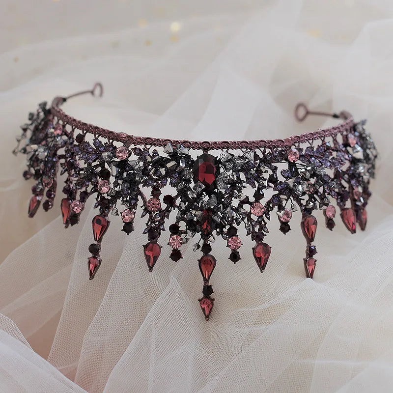 Vintage Baroque Headbands Purple Crystal Tiaras Crowns Bride Noiva Headpieces Bridal Wedding Party Hair Jewelry Rhinestone Crown - EUFASHIONBAGS