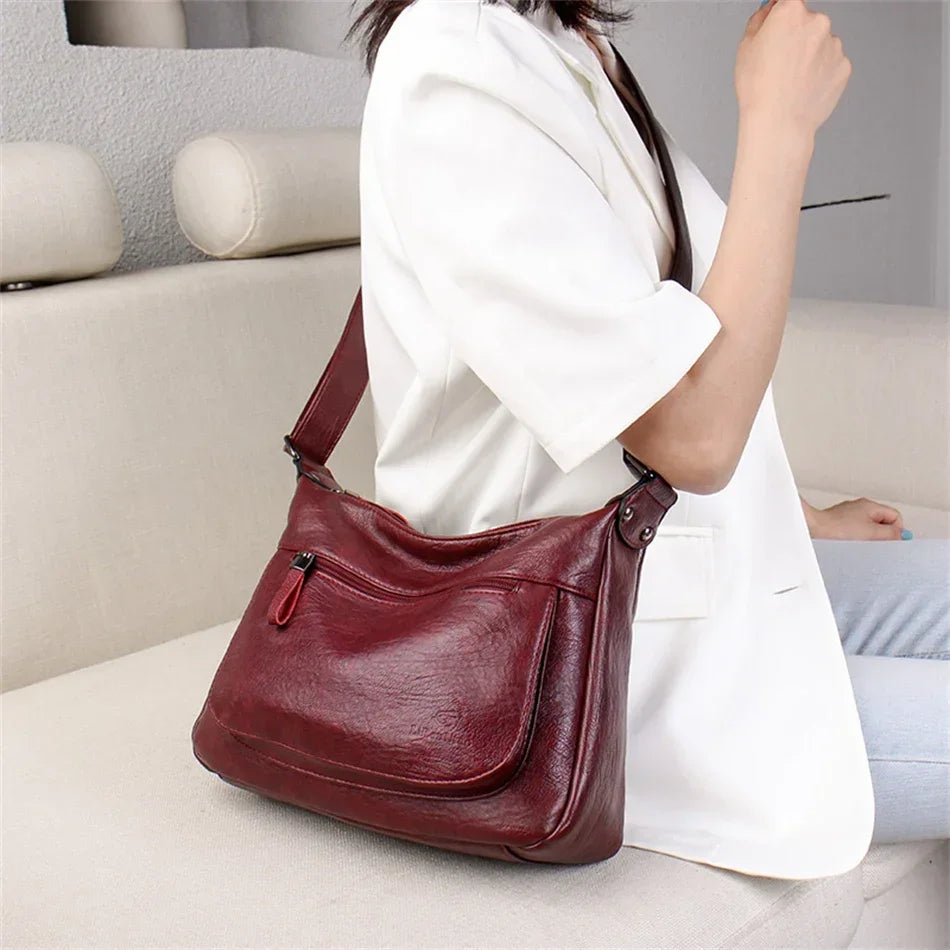 High Quality Leather Tote for Ladies Luxury Casual Women Designer Shoulder Crossbody Sac Female Worker Bolsas Handbags and Purse