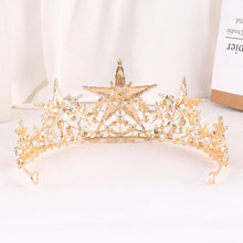 Cargar imagen en el visor de la galería, Baroque Star Crown Crystal Bridal Tiaras Rhinestone Pageant Diadem Bride Star Headdress Wedding Hair Accessories Tiara De Noiva