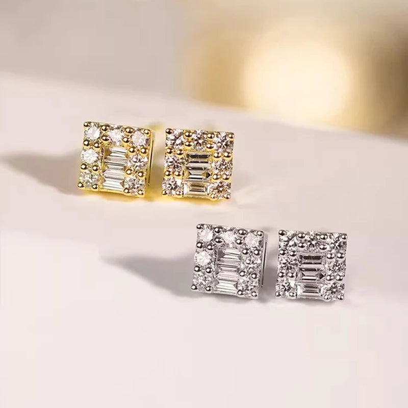 Dainty Exquisite Stud Earrings Female Delicate Shiny Cubic Zirconia Jewelry Versatile Graceful Accessories for Daily Life