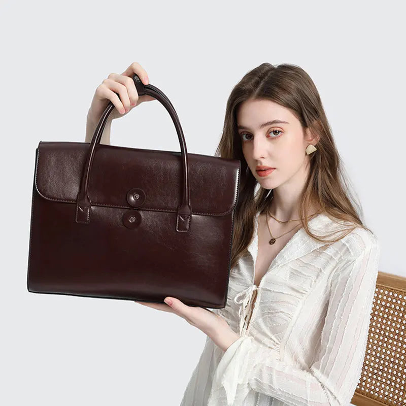 Cowhide Women's Tote Bag Fashion Luxury Business Computer Bag Genuine Leather Women Crossbody Shoulder Bags Student Schoolbag