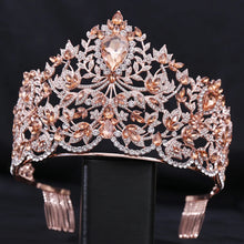 Cargar imagen en el visor de la galería, Baroque Style Miss Universe Large Rhinestone Wedding Crown Tiara Crystal Encrusted Queen Princess Tiara Pageant Hair Accessories