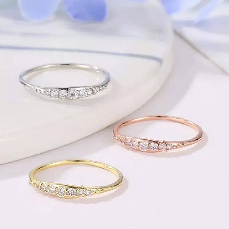 Fashion Thin Finger Rings for Women Simple Stylish 3 Color Optional Wedding Engagement Jewelry Chic Finger Accessories - EUFASHIONBAGS