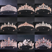 Load image into Gallery viewer, Rose Gold Color Crystal Tiaras And Crowns Rhinestone Prom Princess Diadem Wedding Bridal Hair Accessories Jewelry Crown Tiara