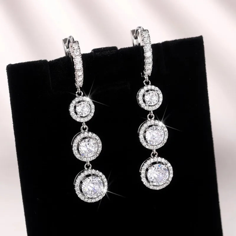 Luxury Long Dangle Earrings for Women Full Paved Cubic Zirconia Temperament Bride Wedding Earrings New Jewelry - EUFASHIONBAGS