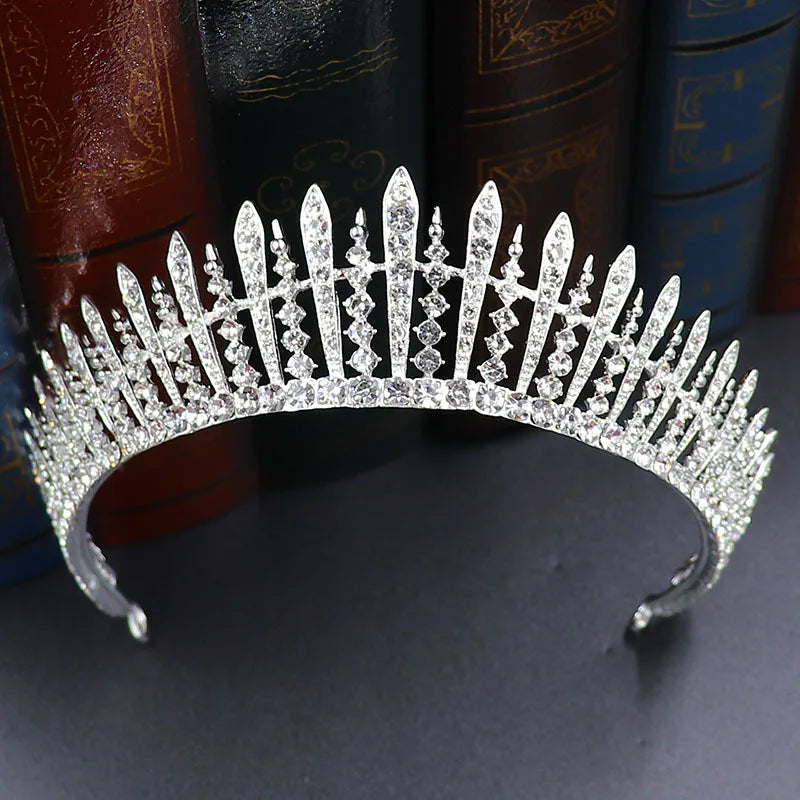 Luxury Crystal Wedding Hair Tiara Rhinestone Bridal Tiara Crown Silver Color Diadem Veil Tiaras Bride Hair Accessories Headpiece - EUFASHIONBAGS