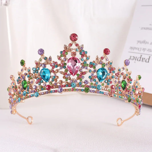 Trendy Crystal Rhinestone Tiaras Crown Wedding Hair Jewelry More Color Bridal Queen Princess Pageant Diadem Women Head Accessory - EUFASHIONBAGS