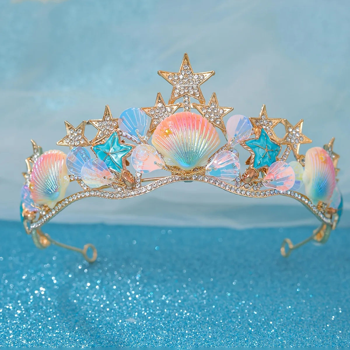 Colored seashells Crowns Halloween Ocean Style Costume Seashell Starfish Hair Accessories for Women Girls Birthday Party Tiaras