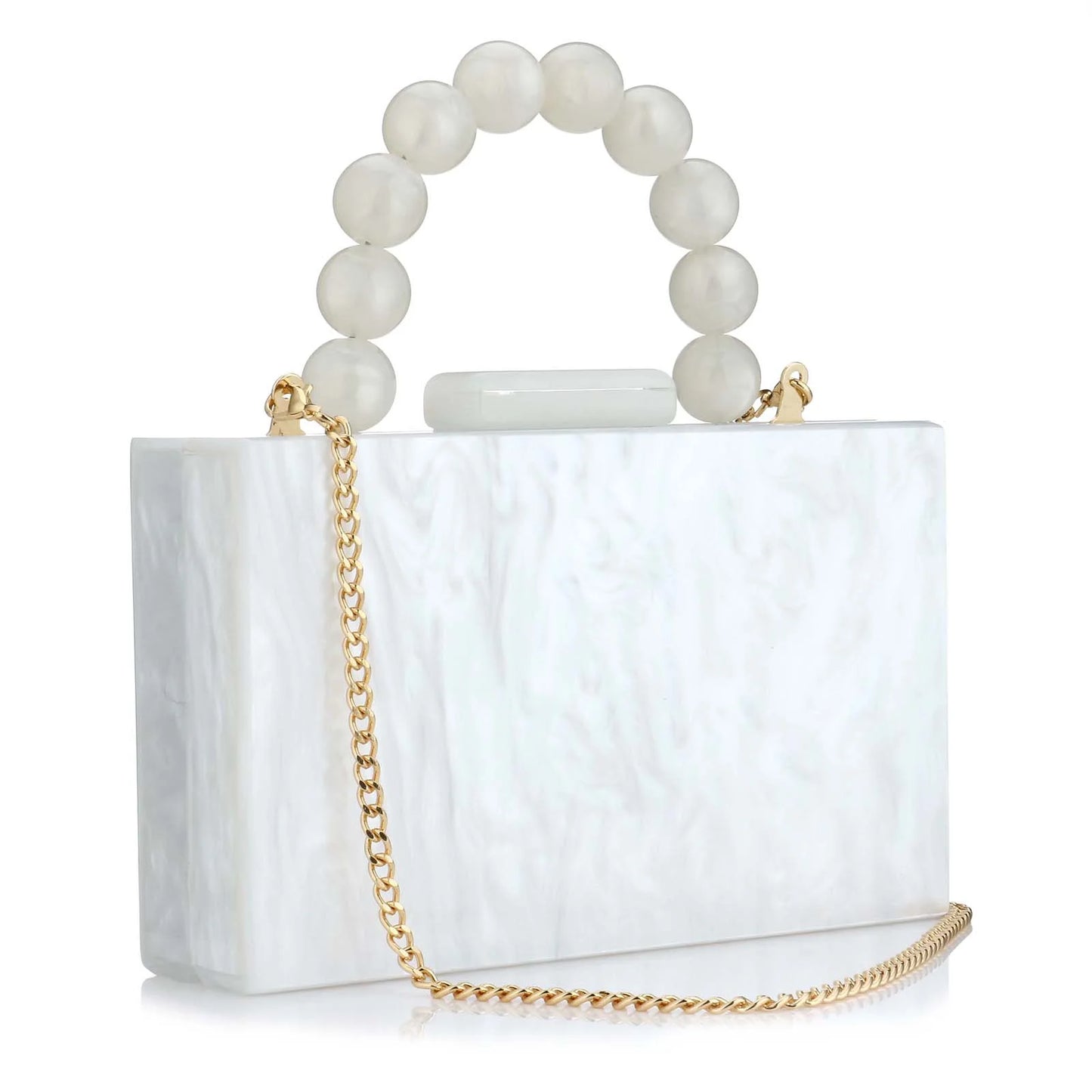 Pearl Marble Dark Green Acrylic PVC Evening Bags Women Luxury Crossbody Bag Purses And Handbags Wedding Party Beach Flap