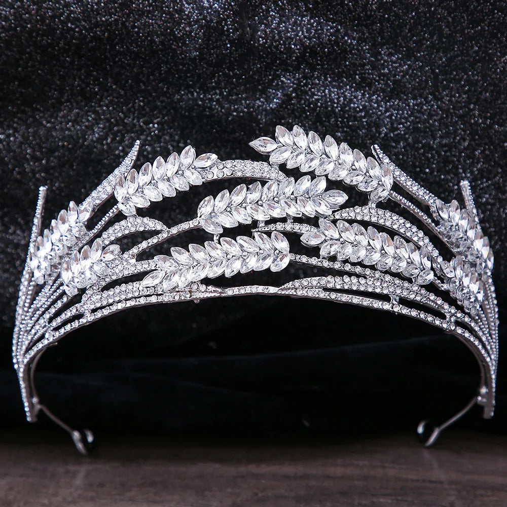 Diverse Silver Color Crystal Pearls Bridal Tiaras Crown Rhinestone Pageant Diadema Collares CZ Headband Wedding Hair Accessories - EUFASHIONBAGS