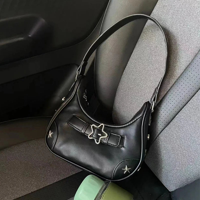 New Women's Shoulder Bag Star Decoration Designer Luxury Tote Bags Fashion Spicy Girls Style Half Moon Handbags for Women