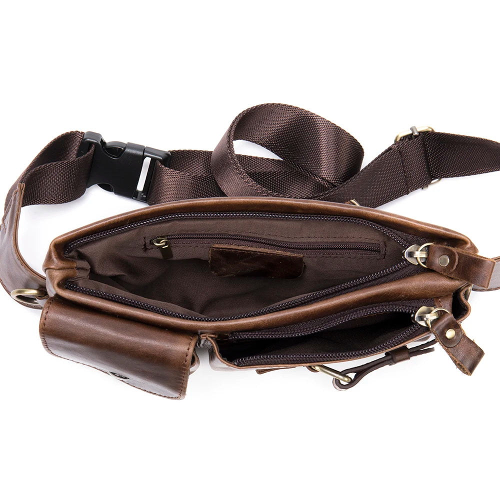 Men's Bag Belt Leather Banana Bag Man Belt Male Shoulder Bag Man Belt Pouch Thigh Bags for Man Man's Waist Bag - EUFASHIONBAGS