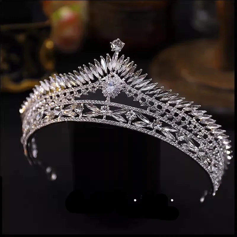 Luxury Diverse Silver Color Crystal Wedding Crown Bridal Headpiece Woman Baroque Rhinestone Tiaras Bride Diadem Hair Accessories - EUFASHIONBAGS