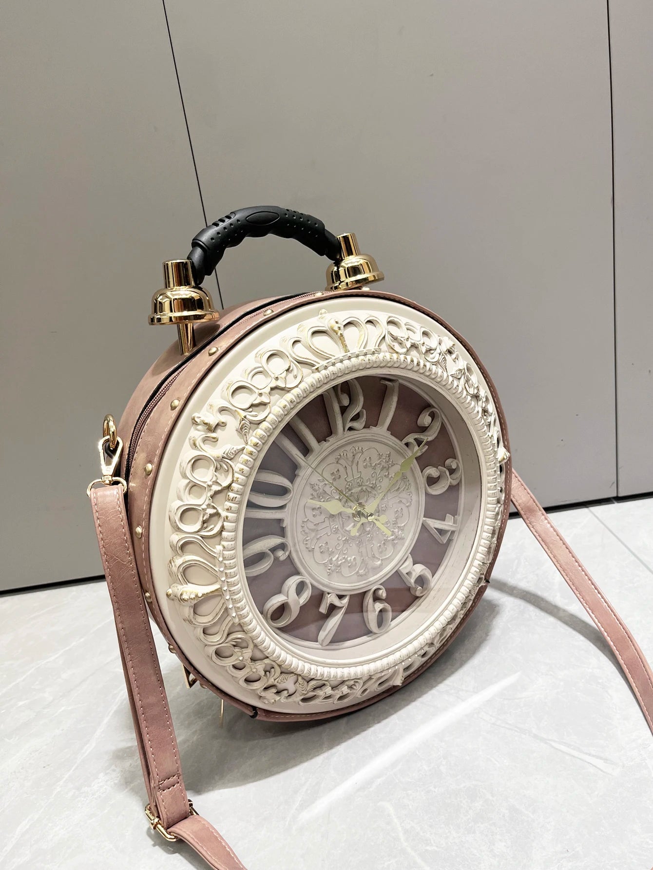 Luxury Designer Purses and Handbags Shoulder Bags funny clock-shaped bag funny Women's round bag pu leather Woman's bag