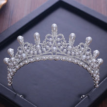 Cargar imagen en el visor de la galería, Tiaras And Crowns Luxury CZ Pearl Princess Pageant Engagement Wedding Hair Accessories For Bridal Jewelry Shine Crystal Crown