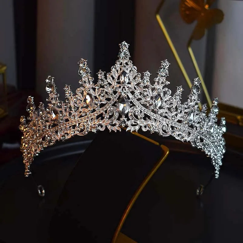 Fashion Silver Color Princess Rhinestone Crowns Tiaras Headdress Prom Birthday Party Bridal Crown for Wedding Bride Hair Jewelry - EUFASHIONBAGS