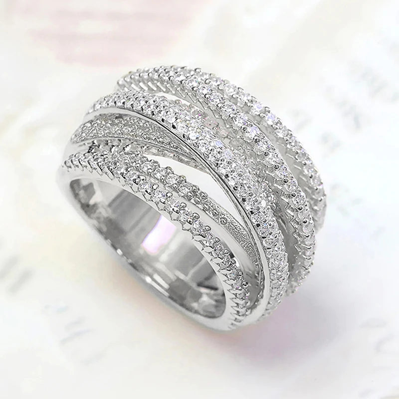 Multi Cross Rings for Women New Trendy Wedding Band Accessories Luxury Cubic Zirconia Fashion Female Jewelry