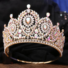 Cargar imagen en el visor de la galería, Baroque Big Rhinestone Adjustable Wedding Crown for Women Diadem Crystal Banquet Tiaras Party Costume Hair Jewelry Accessories