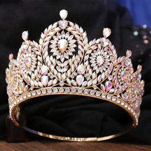 Baroque Big Rhinestone Adjustable Wedding Crown for Women Diadem Crystal Banquet Tiaras Party Costume Hair Jewelry Accessories