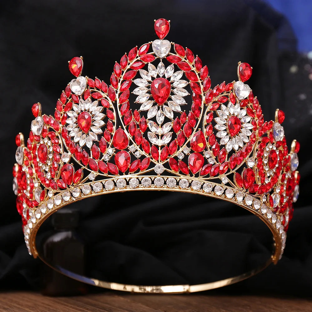 Baroque Big Rhinestone Adjustable Wedding Crown for Women Diadem Crystal Banquet Tiaras Party Costume Hair Jewelry Accessories