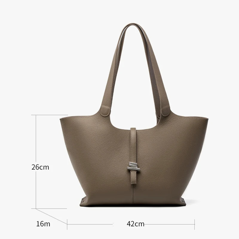 Large Women's Tote Bag Genuine Leather Luxury Designer Shoulder Bags Fashion High Quality Cowhide Women Handbags