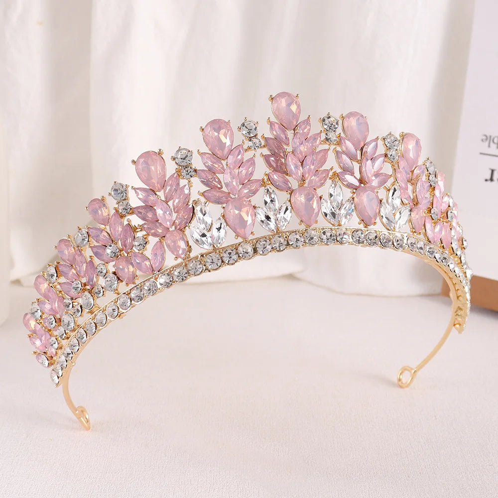 Baroque Green Opal Wedding Headband Crystal Bridal Crowns Tiaras Hair Jewelry Accessories Women Rhinestone Headwear Queen Diadem - EUFASHIONBAGS