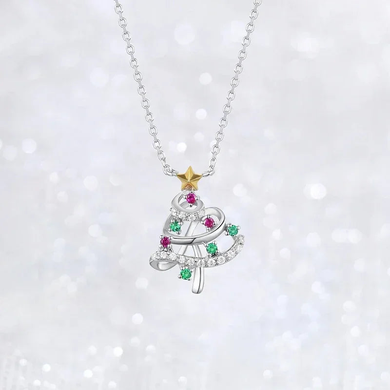 Colorful Christmas Tree Necklace for Women Newly Designed New Year Pendant Necklace Exquisite Girl Gift Statement Jewelry - EUFASHIONBAGS