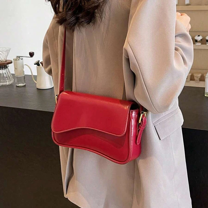 Vintage Leather Crossbody Bags for Women Designer Female Small Flap Shoulder Underarm Bag Armpit Handbags and Purses - EUFASHIONBAGS