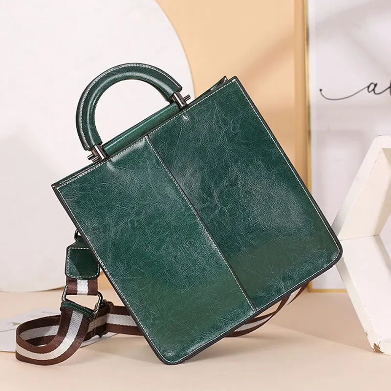 Women's Tote Bag Large  Genuine Leather Women Shoulder Bags Luxury Designer Square Cowhide Female Handbags Crossbody Bag