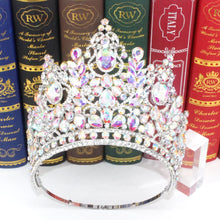 Cargar imagen en el visor de la galería, New Baroque Miss Universe Big Round Crown Luxury High Royal Queen Wedding Crowns Crystal Banquet Tiaras Costume Hair Accessories