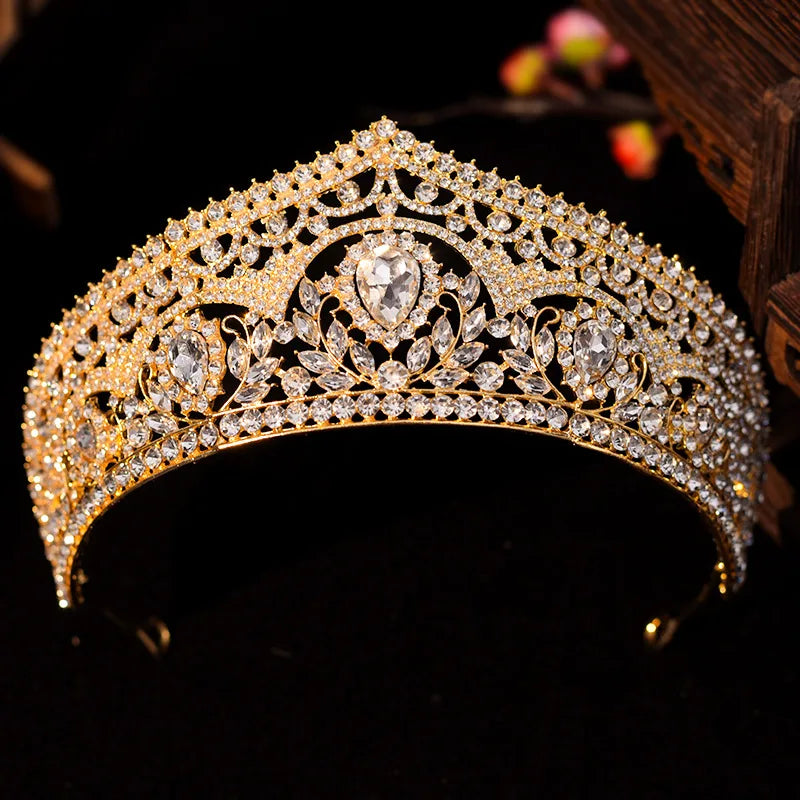 Wedding Crown Gold Silver Color Rhinestone Crystal Diadem Queen Crown Princess Tiaras Bridal Hair Jewelry Party Hair Accessories - EUFASHIONBAGS