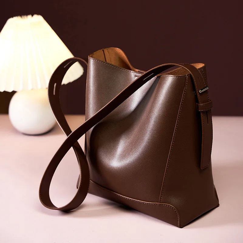 2025 New Women Bucket Bag Fashion Trend Genuine Leather Women's Shoulder Bag Luxury Designer Crossbody Bags Cowhide Handbags