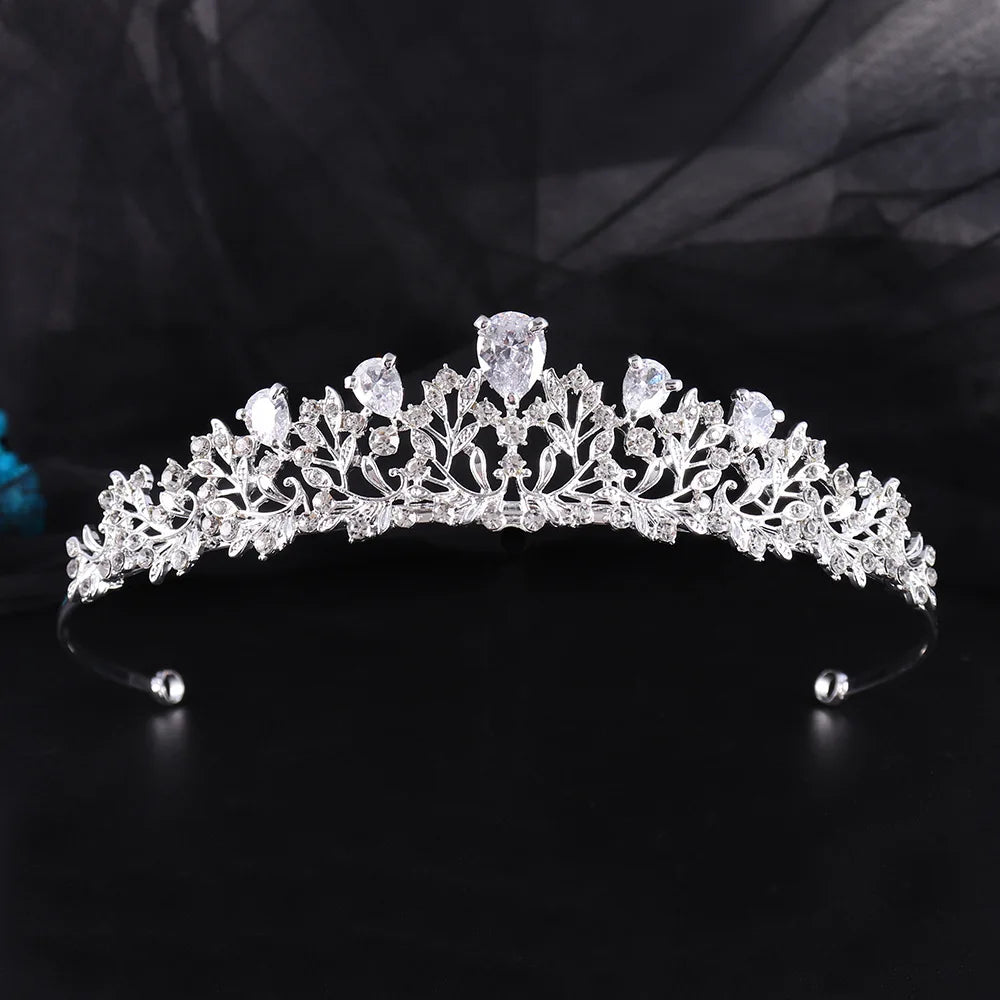 Luxury Crystal Wedding Hair Tiara Rhinestone Bridal Tiara Crown Silver Color Diadem Veil Tiaras Bride Hair Accessories Headpiece - EUFASHIONBAGS