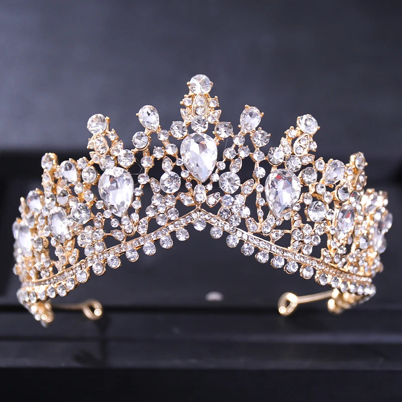 Gold Color Luxury Crystal Wedding Tiaras And Crowns Party Rhinestone Prom Bridal Diadem Crown Tiara For Women Bride Hair Jewelry - EUFASHIONBAGS